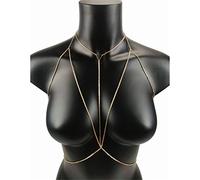 HAODUOO Punk Body Jewelry Chest Chains Sexy Body Chain for Women Summer Accessories Beach Waist(Gold)