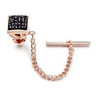 HAODUOO Regalo de joyería for hombre, hebilla de pasador de fijación de corbata, pasador de corbata de Metal, cadena de Clip de corbata, accesorios decorativos dorados(Black)