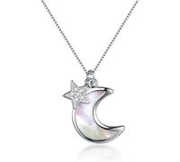 HAODUOO Señoras Personalidad Moda Collar Joyas, Sueño Collar Estrella y Luna Colgante Collar Moda Dama Plata Colgante Tanabata Regalo Pareja Clavícula Cadena