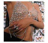 HAODUOO Sexy Crystal Body Jewelry Bra DJ Lady DS Rhinestone Western Chain for Women Waist Nightclub Harness Charm for Women Sexy