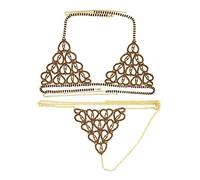 HAODUOO Sexy Luxury Heart Crytal Bikini Harness for Women Fashion Lingerie Chain Bling Rhinestone Bra and Thong Set Jewelry Body Jewelry for Women(B,5)