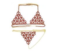 HAODUOO Sexy Luxury Heart Crytal Bikini Harness for Women Fashion Lingerie Chain Bling Rhinestone Bra and Thong Set Jewelry Body Jewelry for Women
