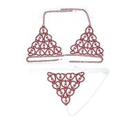 HAODUOO Sexy Luxury Heart Crytal Bikini Harness for Women Fashion Lingerie Chain Bling Rhinestone Bra and Thong Set Jewelry Body Jewelry for Women