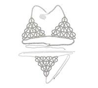 HAODUOO Sexy Luxury Heart Crytal Bikini Harness for Women Fashion Lingerie Chain Bling Rhinestone Bra and Thong Set Jewelry Body Jewelry for Women