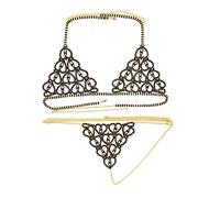 HAODUOO Sexy Luxury Heart Crytal Bikini Harness for Women Fashion Lingerie Chain Bling Rhinestone Bra and Thong Set Jewelry Body Jewelry for Women