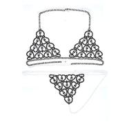 HAODUOO Sexy Luxury Heart Crytal Bikini Harness for Women Fashion Lingerie Chain Bling Rhinestone Bra and Thong Set Jewelry Body Jewelry for Women