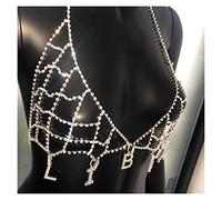 HAODUOO Sexy Luxury Heart Crytal Bikini Harness for Women Fashion Lingerie Chain Bling Rhinestone Bra and Thong Set Jewelry