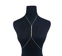 HAODUOO Simple Sequin Chain Necklace Body Chain for Women Sexy Summer Beach Bikini Harness Belly Chain Jewelry