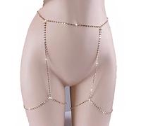 HAODUOO Summer Beach Hot Sexy Crystal Thigh Leg Body Chain Beach Jewelry Bikini Belly Body Waist Link Sexy Necklace for Women