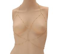 HAODUOO Vintage Boho Summmer Gold Silver Color Body Chain Jewelry Women Multilayer Sexy Beach Bikini Harness Chain Necklace Women(Antique Silver Plated)