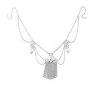 HAODUOO Waist Chain Body Chain Female Beach Bikini Decorations Ethnic Wind Metal Tassel Waist Accessory(Argento)