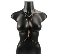 HAODUOO Waist Chain Chest Chains Sexy Body Jewelry Body Chain Bikini for Women Summer Accessories Beach Waist Gift Necklaces Triangle Woman(Gold)