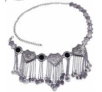 HAODUOO Waist Chain Flower Turkish Bohemian Dress Belt Belly Dance Waist Chain Coins Sexy Body Woman(Blue)