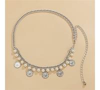 HAODUOO Waist Chain Gypsy Lady Women Dance Belly Belt Hip High Chunky Waist Chain Coin Tassel Imitation Dress Decorative Woman(Silver)