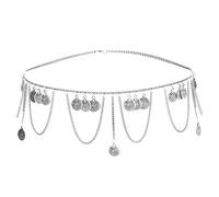 HAODUOO Waist Chain Indian Coin Tassel Dress Belt for Women Gold Bikini Jewelry Arab Wedding Bride Coin Belly Dance Waist Chains Turkey Egypt Woman(Silver)