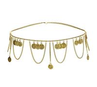 HAODUOO Waist Chain Indian Coin Tassel Dress Belt for Women Gold Bikini Jewelry Arab Wedding Bride Coin Belly Dance Waist Chains Turkey Egypt Woman(Gold)