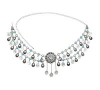 HAODUOO Waist Chain Indian Golden Coin Tassel Waist Chains for Women Acrylic Beads Statement Belly Dance Dress Bely Chains Woman(Silver)