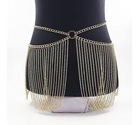 HAODUOO Waist Chain Metal Waist Chain Female Fashion Stage Performance Belly Chain Personality Beach Bikini Tassel Waist Chain Woman(Gold)