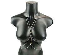 HAODUOO Waist Chain Sexy Body Jewelry Chest Chains Charm Body Chain Bikini for Women Summer Accessories Beach Waist Necklaces Woman(Silver)