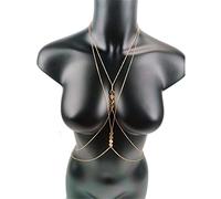 HAODUOO Waist Chain Sexy Body Jewelry Chest Chains Charm Body Chain Bikini for Women Summer Accessories Beach Waist Necklaces Woman(Gold)