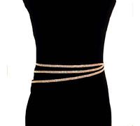 HAODUOO Waist Chain Water Body Chain Waist Chain Fashion Simple Woman Crystal Bikini Sexy Waist Chain Summer Beach Bikini Body Accessor Woman(Gold)