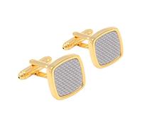 HAODUOO White Cufflinks for Mens Gold Color Base Cuff Links Wedding Grooms Jewelry
