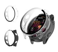 Haofun 2 Piezas Funda Compatible con Garmin Forerunner 570 47mm/ Forerunner 970, para Protector Pantalla Cristal Templado HD Protección Completa PC Dura Estuche Case - Transparente + Negro
