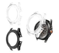 Haofun 2 Piezas Fundas Compatible con Xiaomi Watch S4 Sport/ S3, para Protector Pantalla Cristal Templado HD Protección Completa PC Dura Estuche Case - Transparente + Negro
