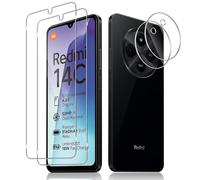 Haofun 2 Piezas Protector de Pantalla para Xiaomi Poco C75 / Redmi 14C 4G con 2 Piezas Protector de Lente de Cámara, Ultra HD Cristal Templado, Anti Arañazos, Sin Burbujas, Dureza 9H Vidrio Templado