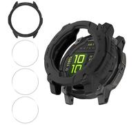 Haofun Funda Compatible con Garmin Instinct 3 45mm AMOLED/Solar, para Protector Pantalla Cristal Templado HD Protección*3 + Negro Completa TPU Estuche Case*1