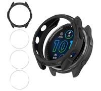 Haofun Fundas Compatible con Garmin Forerunner 965, para Protector Pantalla Cristal Templado HD Protección*3, Negro Completa PC Dura Estuche Case*1