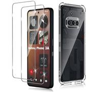 Haofun Protector de Pantalla para Nothing Phone 3a Funda, 2 Piezas Cristal Templado y 1 Funda, Dureza 9H Ultra Vidrio Templado Ultra Clara, Transparente Carcasa Anti-Amarillo Case Slim