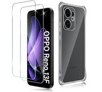 Haofun Protector de Pantalla para OPPO Reno 13F/ 13 F Funda, 2 Piezas Cristal Templado y 1 Funda, Dureza 9H Ultra Vidrio Templado Ultra Clara, Transparente Carcasa Anti-Amarillo Fundas Case Slim