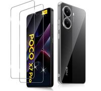 Haofun Protector de Pantalla para Xiaomi Poco X7 Pro 5G Funda, 2 Piezas Cristal Templado y 1 Funda, Dureza 9H Ultra Vidrio Templado Ultra Clara, Transparente Carcasa Anti-Amarillo Case Slim