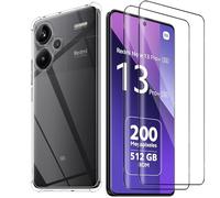 Haofun Protector de Pantalla para Xiaomi Redmi Note 13 Pro Plus 5G/Note 13 Pro+ 5G 5G Clear Funda, 2+1 Piezas Cristal Templado, Vidrio Templado Carcasa Protectora Anti-Choque Antiarañazos Case