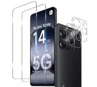 Haofun Protector de Pantalla para Xiaomi Redmi Note 14 5G, 2 Piezas Cristal Templado y 2 Piezas Protector de Lente de Cámara, Ultra HD Cristal Templado, Dureza 9H Vidrio Templado