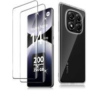 Haofun Protector de Pantalla para Xiaomi Redmi Note 14 Pro 5G / Xiaomi Poco X7 5G Clear Funda, 2+1 Piezas Cristal Templado, Vidrio Templado Carcasa Protectora Anti-Choque Antiarañazos Slim Case