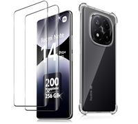 Haofun Protector de Pantalla para Xiaomi Redmi Note 14 Pro Plus 5G Clear Funda, 2+1 Piezas Cristal Templado, Vidrio Templado Carcasa Protectora Transparente Anti-Choque Antiarañazos Slim Case