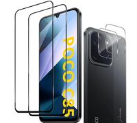 Haofun Protector de Pantalla para Xiaomi Redmi POCO C85, 2 Piezas Cristal Templado y 2 Piezas Protector de Lente de Cámara, Ultra HD Cristal Templado, Dureza 9H Vidrio Templado