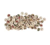 Haofy 100 Uds. Botones de Madera con Impresión Mixta, Material de Madera Decorativo Redondo con 2 Agujeros para Costura, Accesorios de Ropa (#5)