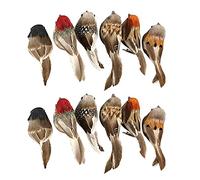 Haofy 12 Uds Pluma de Gorrión de Espuma de Simulación 6 Colores Clip en Pájaros Emplumados Decorativos para el Hogar Jardín Decoraciones para Fiesta de Boda