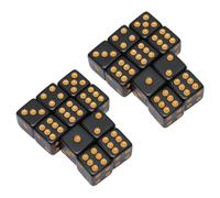 Haofy 20 Dados Negros Livianos para Juegos Educativos de Matemáticas - Aspecto Simple con Puntos Dorados Transparentes - Ideal para Niños - Material Plástico (Ángulo Recto)