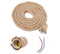 Haofy 2m E27 Vintage Cuerda de Cáñamo Base de Luz de Techo Lámpara Colgante Soporte de Bombilla 85-265V(1 Holder)