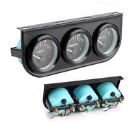Haofy 52 Mm 3 en 1 Medidor de Presión de Aceite de Automóvil Voltímetro Medidor de Temperatura del Agua 8 a 16 V 0 7 Kg 40 120 ℃ con Iluminación de Esfera Negra para Vehículos de 12 V