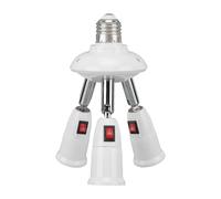 Haofy Adaptador de Enchufe de Lámpara E27 E26, Extensor de Enchufe de Bombilla 3 en 1 con Interruptor Ajustable de 85 a 265V para Dormitorio, Sala de Estar, Oficina