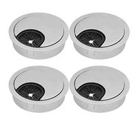 Haofy Arandela de Cable de Escritorio, Organizadores con Acabado Plateado de para Escritorio de Ordenador de Oficina, 4 Juegos para Organización de Mesa (50 caja de alambre de aleación cepillada)