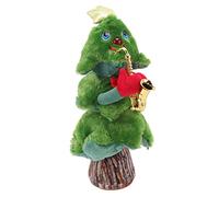 Haofy Árbol de Navidad de Peluche para Niños con 8 Canciones con Luces Brillantes, árbol de Navidad Eléctrico con Pilas para Espacios Pequeños, Decoración Navideña (Árbol de Navidad con tocón de