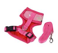 Haofy Arnés de Pollo Ajustable con Correa, Cuerda de Tracción para Caminar de Malla Transpirable para Patos, Gallinas y Mascotas Pequeñas (S piña Rosa)