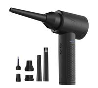 Haofy Aspiradora de Escritorio, Soplador de Polvo Inalámbrico Portátil, Batería de Larga Duración con 6 Juegos de Boquillas para Teclado de Computadora, Casa, Coche Al Aire Libre, 7,72 (AD35 Negro)