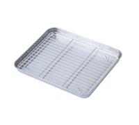 Haofy Bande para Hornear de Acero Inoxidable Multifuncional con Estante de Drenaje, Bandeja para Hornear Fáciles de Transportar para Cocinas y Restaurantes para el Hogar (Medio con estante)
